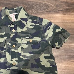 Joe Fresh Boys Camo Button-Up Shirt in Olive & Dark Green